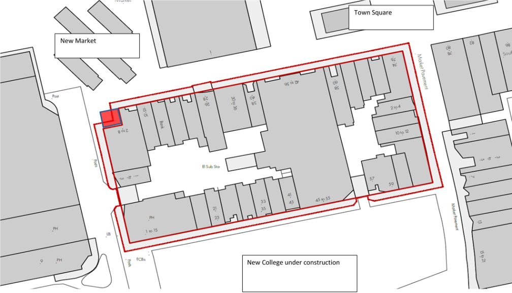 Image showing Map - Open space land proposed for disposal at East Square, Basildon SS14 - July 2020 