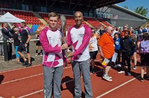 Birmingham Commonwealth Games - Queen's Baton Relay , Colin Jackson and Ryan Donnelly 
