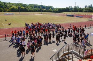 Birmingham Commonwealth Games - Queen's Baton Relay, children on running track