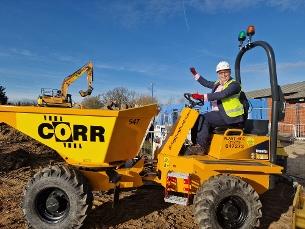 Cllr Craig Rimmer touring the construction site at Eversley Leisure Centre