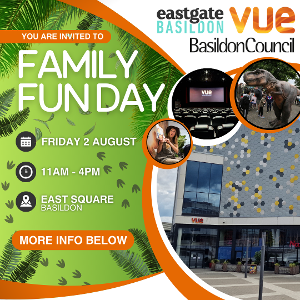 Decorative image showing Vue family fun day poster