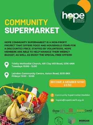 Decorative image showing Hope Community Supermarket poster