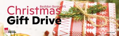 Decorative image showing Basildon Borough's Christmas Gift Drive banner