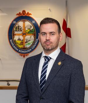 Decorative image showing Councillor Gavin Callaghan, Leader of Basildon Council