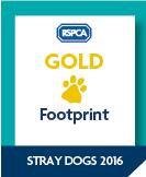 Image showing the RSPCA Gold Stray Dogs Footprint Logo , awarded to Basildon Council as Community Animal Welfare Footprint (CAWF) achievers in 2016