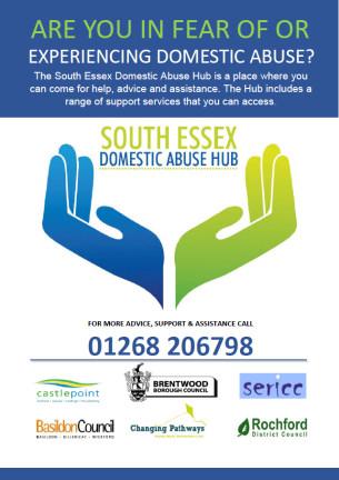 An image showing the South Essex Domestic Abuse Hub - A4 Campaign flyer - December 2017