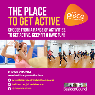 The Place to get fit (For Related) Image promoting The Place Multi-purpose Leisure Centre in Pitsea; the place to get fit
