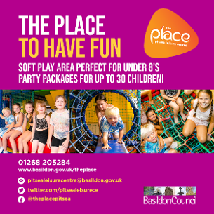 The Place to have fun (For Related) Image promoting The Place Multi-purpose Leisure Centre in Pitsea; the place for children to have fun